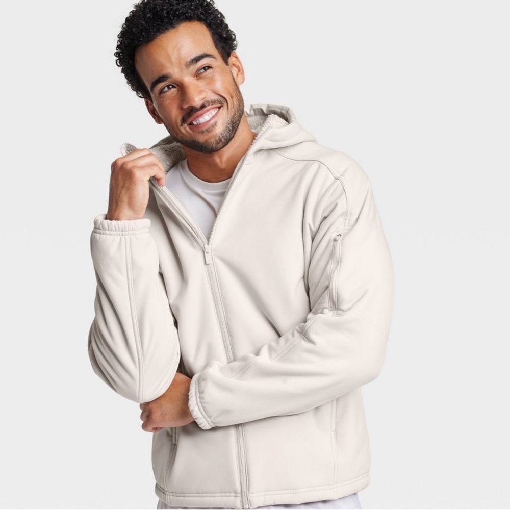 NWT! Men's High Pile Fleece Lined Jacket - All In Motion In Taupe
